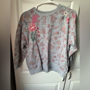 Johnny Was Multicolor Floral Embroidered Sweater